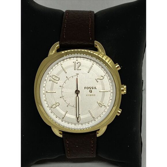 Fossil FTW1201 Women's Brown Leather Silver Analog Dial Hybrid Smartwatch XX797 - Picture 1 of 12